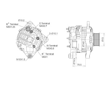 ALTERNÁTOR 24V / 100A + ŘEMENICE Ø72 8 DRÁŽEK - ORIGINÁL MITSUBISHI