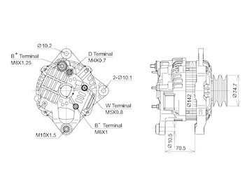 ALTERNÁTOR 24V / 100A + ŘEMENICE Ø74,7 2 DRÁŽKY - ORIGINÁL MITSUBISHI