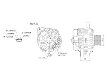 ALTERNÁTOR 24V / 120A + ŘEMENICE Ø62 10 DRÁŽEK - ORIGINÁL MITSUBISHI