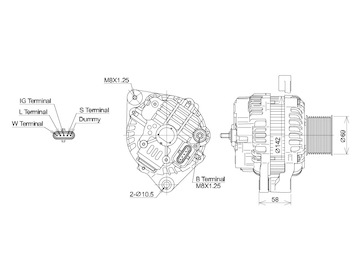 ALTERNÁTOR 24V / 120A + ŘEMENICE Ø69 12 DRÁŽEK - ORIGINÁL MITSUBISHI