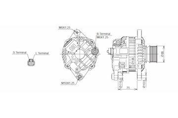 ALTERNÁTOR 24V / 50A + ŘEMENICE Ø65 7 DRÁŽEK- ORIGINÁL MITSUBISHI