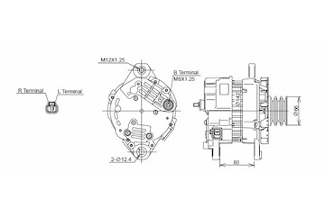 ALTERNÁTOR 24V / 50A + ŘEMENICE Ø66 4 DRÁŽKY - ORIGINÁL MITSUBISHI