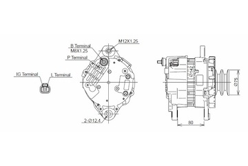 ALTERNÁTOR 24V / 80A + ŘEMENICE Ø75 2 DRÁŽKY - ORIGINÁL MITSUBISHI