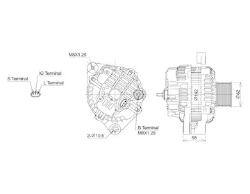 ALTERNÁTOR 24V / 90A + ŘEMENICE Ø62 10 DRÁŽEK - ORIGINÁL MITSUBISHI