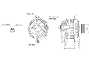 ALTERNÁTOR 24V / 90A + ŘEMENICE Ø65 7 DRÁŽEK- ORIGINÁL MITSUBISHI