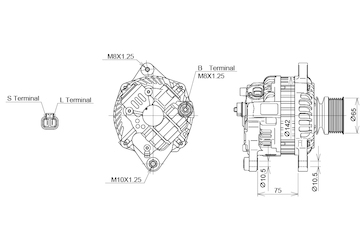 ALTERNÁTOR 24V / 90A + ŘEMENICE Ø65 7 DRÁŽEK- ORIGINÁL MITSUBISHI