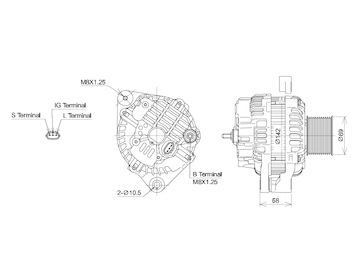 ALTERNÁTOR 24V / 90A + ŘEMENICE Ø69 12 DRÁŽEK - ORIGINÁL MITSUBISHI