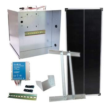 Basic sada solární ohradník - Kompletní přenosná schránka + konzole a panel 100 W