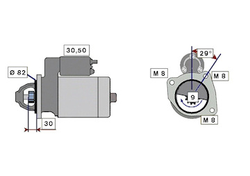 STARTÉR 12V / 2.3kW 9 zubů 