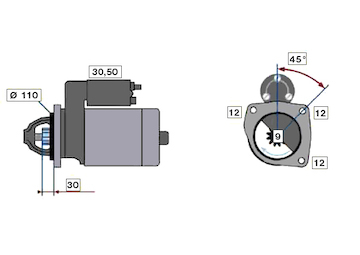 STARTÉR 24V / 4,0kW 9 zubů (motor: EURO II)