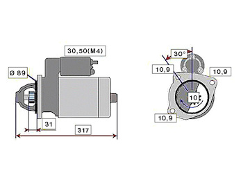 STARTÉR 24V / 4kW 10 zubů 