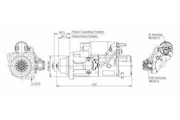 STARTÉR 24V / 5,5kW 12 zubů  - ORIGINÁL MITSUBISHI