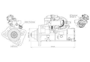 STARTÉR 24V / 5,5kW 12 zubů - ORIGINÁL MITSUBISHI