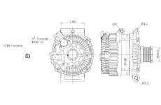 ALTERNÁTOR 12V / 180A + ŘEMENICE Ø49,5 6 DRÁŽEK - ORIGINÁL MITSUBISHI