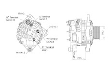 ALTERNÁTOR 24V / 100A + ŘEMENICE Ø72 8 DRÁŽEK - ORIGINÁL MITSUBISHI