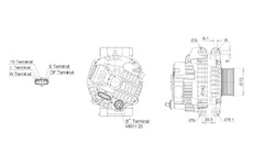 ALTERNÁTOR 24V / 100A + ŘEMENICE Ø72 8 DRÁŽEK - ORIGINÁL MITSUBISHI