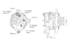 ALTERNÁTOR 24V / 100A + ŘEMENICE Ø74,7 2 DRÁŽKY - ORIGINÁL MITSUBISHI