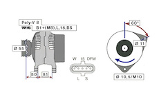 ALTERNÁTOR 24V / 110A + ŘEMENICE Ø55 8 DRÁŽEK (motor: EURO III, TECTOR)