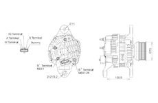 ALTERNÁTOR 24V / 110A + ŘEMENICE Ø73 8 DRÁŽEK - ORIGINÁL MITSUBISHI