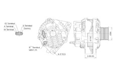 ALTERNÁTOR 24V / 120A + ŘEMENICE Ø64 10 DRÁŽEK - ORIGINÁL MITSUBISHI