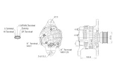 ALTERNÁTOR 24V / 130A + ŘEMENICE Ø73 + 15/PWM 8 DRÁŽEK - ORIGINÁL MITSUBISHI