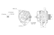 ALTERNÁTOR 24V / 90A + ŘEMENICE Ø62 6 DRÁŽEK - ORIGINÁL MITSUBISHI