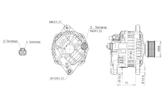 ALTERNÁTOR 24V / 90A + ŘEMENICE Ø65 7 DRÁŽEK- ORIGINÁL MITSUBISHI